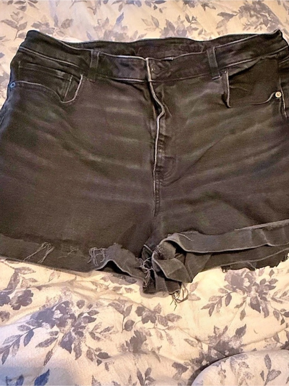 American Eagle Distressed Black Jean Shorts